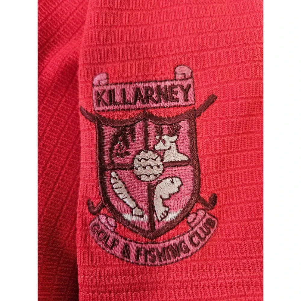 Adidas Golf Polo Mens Large Red Climalite Killarney Golf Fishing Club Ireland